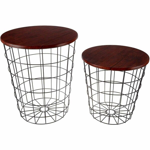 Daphnes Dinnette Nesting End Tables with Storage Cherry DA3232835
